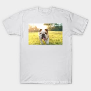 Cute English Bulldog Puppy Digital Painting T-Shirt